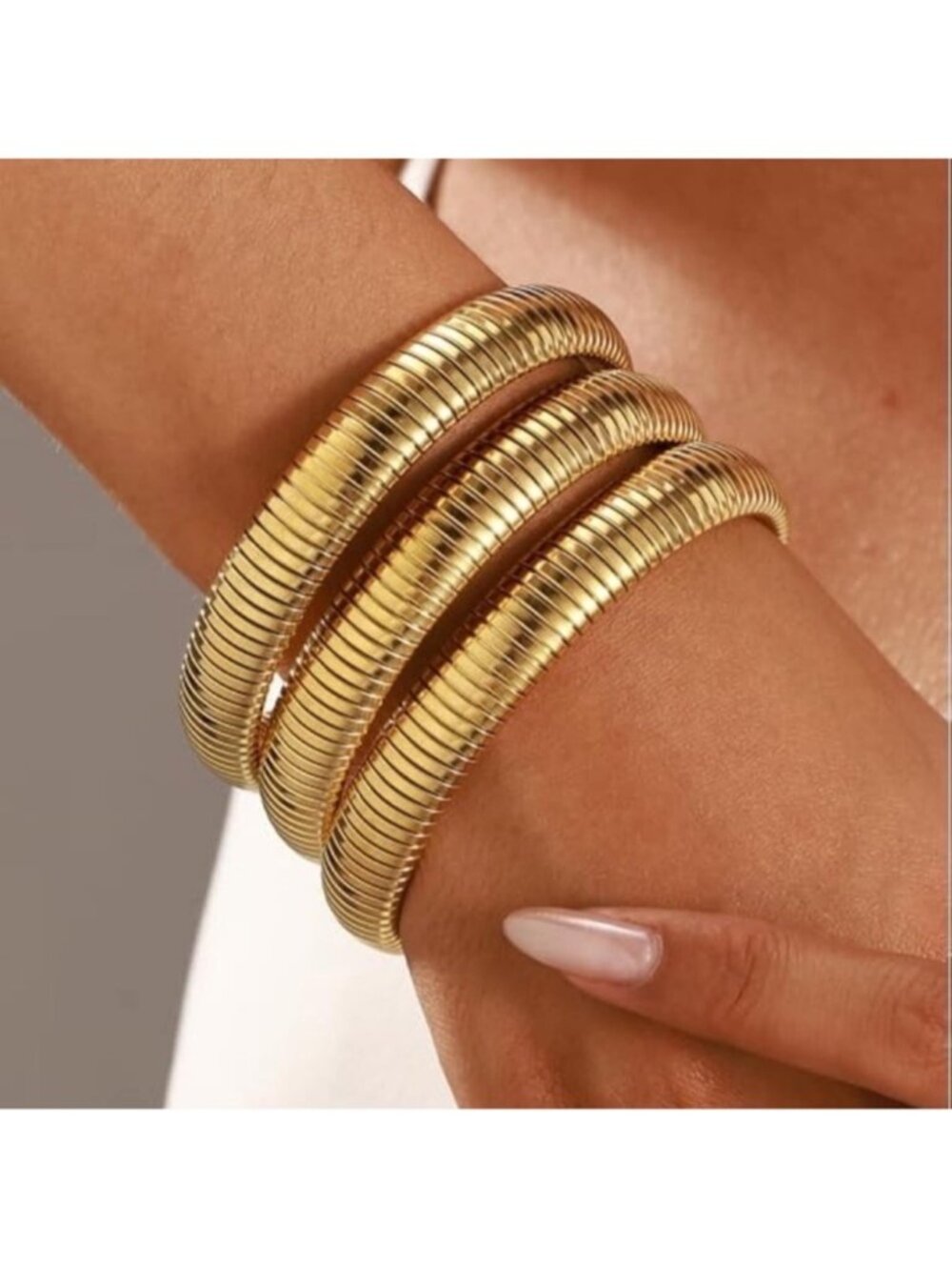 Snake Gold Bracelet Stack Set - Picture 3 of 4